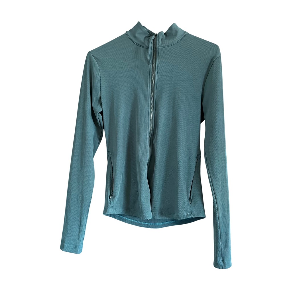 Carve Designs Womens Teal Ribbed Full Zip Rash Guard Sun Shirt Jacket Size M